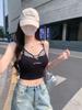 Camisola de Renda Xadrez com Laço Falsa Duas Peças para Mulheres Roupas Íntimas Verão Novo Top Slim com Bojo