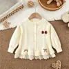 Suéter de Niña Otoño Nuevo Estilo Cárdigan de Punto con Lazo Suéter Infantil Lindo con Dobladillo de Volantes Prendas de Abrigo para Bebé