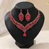 Set de Collar de Diamantes de Colores de Lujo Más Vendido en Europa y América Joyería para Fiesta de Cena Set de Dos Piezas Set Nupcial Clásico Retro Cadena