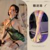 Fada Sexy Verde Cobra Cheongsam Cosplay Sexy Gola Alta Gola Halter Xale Transparente Bodycon Uniforme Vestido de Rede