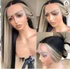 Europa y Estados Unidos transfronterizo nuevo gris plateado diario para mujer cabello largo con peluca de encaje frontal esponjosa natural cobertura de cabeza completa