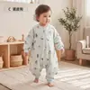Saco de dormir grueso con contenido de seda para bebés para Otoño e Invierno, Saco de dormir de temperatura constante relleno de algodón de 200 g con piernas separadas para niños con mangas desmontables