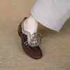 Primer Encuentro con Zapatos de Mujer Estilo Británico Retro Suela Blanda Corte Profundo 2026 Primavera Nuevos Puntera Redonda Con Cordones Cómodos de Tacón Bajo