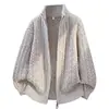 Cárdigan de punto para otoño e invierno para hombre, suéter de punto trenzado estilo old money, chaqueta de lana gruesa holgada de moda