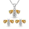 Nueva Joyería de Moda para Influencers de Transmisiones en Vivo Popular en Japón y Corea: Pendientes de Piedras Preciosas de Colores, Colgante de Abeja Tachonado con Diamantes, Colgante de Cadena para Clavícula para Mujer