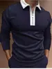 Outono 2024 Novo Exportação Transfronteiriça Masculino 3D Estampado Cor Sólida Casual Zíper Manga Longa Camisa Polo Camisa Paul