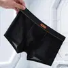 Directo de Fábrica Malla de Seda de Hielo Color Sólido Calzoncillo tipo Boxer Cintura Media Talla Grande Ropa Interior Transpirable para Hombre Venta al por Mayor Dropshipping