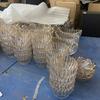 Tigela de vidro cristal fruteira KTV hotel pé alto tigela grande para frutas secas prato para lanches doce listrado dourado balde de frutas