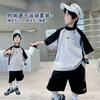 Conjunto Deportivo de Manga Corta para Niños Verano Fresco y Elegante de Secado Rápido Modelo Nuevo 2026 para Niños Mayores, Ropa de Verano con Bloques de Color y Sensación de Hielo