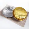 Contenedor Redondo Desechable de Papel de Aluminio Dorado con Tapa, Caja de Papel de Aluminio a Prueba de Fugas, Caja de Almuerzo de Papel de Aluminio Engrosado de Grado Alimenticio Fábrica
