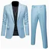 Traje de hombre de un botón entallado, traje de dos piezas business casual de color brillante, ropa formal de hombre para banquetes y actuaciones