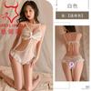 Lencería Sexy de Tres Piezas Tallas Grandes para Mujer Atractivo Conjunto de una Pieza No Extraíble con Lazo Calado, Atractivo Uniforme para Club Nocturno 2101