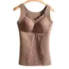 Ventas Directas de Fábrica Superventas Transfronteriza Chaleco Cálido de Lana para Mujer Top de Capa Base de Encaje Otoño e Invierno con Almohadillas en el Pecho Control de Abdomen Ropa Interior para Mujer