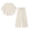 Estilo Europeo y Americano Za Transfronterizo 2025 Nuevo Traje Casual para Mujer Camisa con Manga Abullonada + Pantalones Sueltos Estilo Pijama