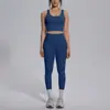 Conjunto de yoga justo de secagem rápida com sensação de segunda pele, conjunto de top esportivo sexy sem costas, legging de cintura alta que levanta o bumbum para corrida ao ar livre e fitness