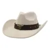 Sombrero de Cowboy de Gamuza para Mujer Pareja Estilo Occidental Primavera Transfronterizo Estilo Étnico Sombrilla Sombrero Protector Solar Sombrero Jazz Sombrero de Ala Grande