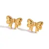 Moda Transfronteriza Europea y Americana Exquisito Combinable para Todo Nicho Acero Inoxidable de Alta Calidad Chapado en Oro de 18 Quilates Collar Simple con Lazo Dorado