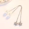 Estilo Coreano Distintivo Pendientes Largos de Borla Plateados Moda para Mujer Perla Imitación Pin para Oreja Elegante Línea de Oreja Copo de Nieve Joyería para Oreja