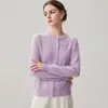 Suéter de cachemira para mujer de otoño e invierno con flores de encaje de perlas tridimensionales, cárdigan de cuello redondo, abrigo elegante, tejido de punto de manga larga