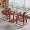 Novas Cadeiras de Madeira Maciça Estilo Chinês com Juntas de Espiga e Furo, Cadeiras Redondas, Cadeiras Tai Shi, Conjunto de Três Peças, Cadeiras de Mestre, Cadeiras Chapéu de Oficial, Mesa de Chá Dupla e Cadeiras para Uso Doméstico