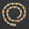 Nuevo Collar de Hip-Hop Europeo y Americano Cadena Cubana Ojo de 10 mm Circonita Bicolor Accesorios Creativos de Nicho para Hip-Hop para Hombres y Mujeres