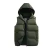 Compra al por mayor corporativa de chalecos para hombre con capuchas desmontables, chalecos con capucha unisex para otoño e invierno, chalecos para hombre de color liso con apertura bidireccional transfronteriza