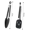 Pegadores de Silicone para Alimentos com Suportes de Pé de 9 polegadas e 12 polegadas, Aço Inoxidável, Resistentes a Altas Temperaturas, Pegadores para Bife, Pegadores para Churrasco, Pão e Alimentos, Espátula