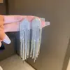 Brincos de Corrente Longa com Garras Exageradas Elegantes de Prata S925 com Strass para Mulheres Brincos com Franjas de Diamante Colorido Europeus e Americanos Brincos da Moda