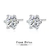 Brincos de Prata Esterlina S925 Simples com Seis Garras de Diamante Moissanite 0.5Ct para Mulheres, High-End, Versáteis, Modernos e Elegantes com Zircônia