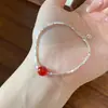 Pulsera de Plata de Ley S925 Ágata Roja Plata Triturada Nuevo Estilo Chino Abalorios Redondos Brillantes Joyería de Moda de Gama Alta Apilable