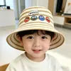 Chapéu de Pescador Infantil Patchwork de Tecido Meninos e Meninas Proteção Solar de Verão Aba Larga Chapéu Bucket Estilo Coreano Chapéu de Viagem para Bebê