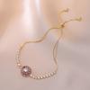 Collar para Mujer Ins Trendy Douyin Set de Tres Piezas Aretes Giratorios Anillo Collar de Acero de Titanio Cadena de Clavícula de Circonita Micro-Pavé de Moda