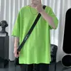 Suministro directo de fábrica marca de moda camiseta de manga corta de color liso para hombre estilo coreano holgada básica combinable para todo estudiante media manga
