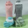 Taza de Agua Plegable de Silicona para Exterior Ventas Calientes Transfronterizas Creativa Silicona Portátil Compresión Retráctil Botella Resistente a Altas Temperaturas Botella de Agua Deportiva