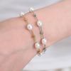 Joyería de Perlas de Agua Dulce de Alta Calidad, Resistente al Agua y que no se Desvanece, Chapado en Oro Real de 18K en Horno de Vacío, Pulsera de Acero Inoxidable para Mujer