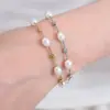 Perlas de Agua Dulce Naturales, Joyería de Moda Barroca de Alta Gama para Mujer, Elegante Pulsera de Lujo Ligero de Nicho, Resistente al Agua y que No se Desvanece