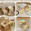 Juego de Mesa y Silla de Estudio de Madera Transfronterizo para Niños para Uso en el Hogar, Mesa de Juguetes y Actividades para Niños, Taburete de Madera Maciza para Pies de Bebé
