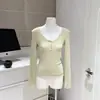 Camiseta Base de Manga Larga con Cuello Bajo Multicolor Estilo Momo Nuo Nuo