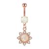 Piercing de Umbigo Girassol para E-commerce Transfronteiriço, Brincos da Moda em Formato de Coração, Pingente de Zircônia, Piercing com Fivela de Opala