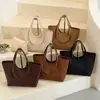 Bolso de hombro ins de color liso a la moda estilo coreano, bolso tote tejido de gran capacidad, bolso de mano con diseño de nicho único y moderno