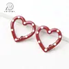 Pintura de Color Caramelo Corazón de Melocotón Pintado a Mano Hebilla de Primavera Anillo Abierto de Corazón Llavero Goteo de Aceite Accesorios DIY Conexión de Aleación