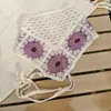 Diadema de Ganchillo con Cabeza de Margarita Transfronteriza Bufanda Triangular de Viaje Celebridad de Internet Pañuelo para la Cabeza de Check-In Fotográfico Diadema de Ganchillo con Flor Hueca