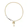 Cadena Larga para Suéter con Colgante de Nudo de Cuerda Tejida Hecho a Mano de Diseño Vintage, Piedra Natural y Borla, Collar con Flor, con un Toque de Lujo para Mujer