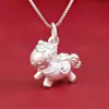 Plata de Ley 999 Colgante de Riqueza Inmediata Caballo de Madera Pequeño Colgante de Caballo Volador Pulsera de Caballo del Zodiaco Accesorios de Cuerda Roja Dropshipping