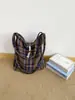 Bolsa Transversal de Lã Xadrez Nova Outono e Inverno Estilo Preguiçoso Retrô Bolsa de Ombro de Uso Duplo Estilo Coreano Estilo Universitário Bolsa de Mão Casual