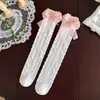 Calcetines Blancos de Princesa para Niña 2026 con Moño, Calcetines Largos Infantiles, Calcetines Altos de Algodón Finos Sin Costuras para Verano