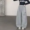 Pantalones de Chándal con Bordado de Estrellas para Niñas 2026 Otoño Nuevas Llegadas Medianos y Grandes Pantalones Casuales de Pierna Ancha Pantalones de Tijera Pantalones Largos para Estudiantes de Secundaria