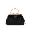 Bolsa de pelúcia com lantejoulas para outono e inverno 2024 nova moda bolsa transversal com corrente de ombro doce bolsa portátil tipo concha