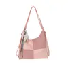 Mochila de Couro Macio Estilo Coreano com Retalhos e Padrão Trançado Nova Bolsa Tote Feminina de Grande Capacidade para o Dia a Dia Crossbody