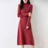 Suéter de Lã Feminino Outono/Inverno 2026 Tricotado Costela Dupla Slim Fit Vestido Versátil Manga Longa para Camada ou Peça Externa